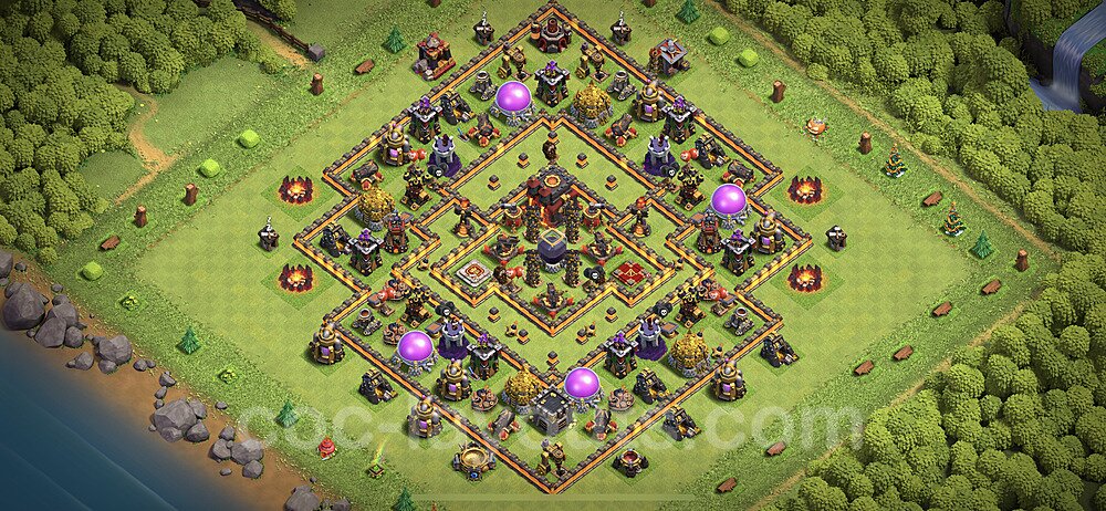 Base plan TH10 (design / layout) with Link, Anti Everything, Hybrid for Farming 2023, #60