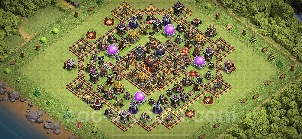 Base plan TH10 (design / layout) with Link, Hybrid, Anti Everything for Farming, #62