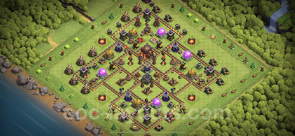 Base plan TH10 Max Levels with Link, Anti 3 Stars, Anti Air / Dragon for Farming, #63