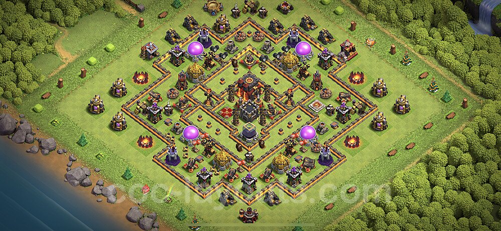 Base plan TH10 (design / layout) with Link, Hybrid, Anti 3 Stars for Farming, #64
