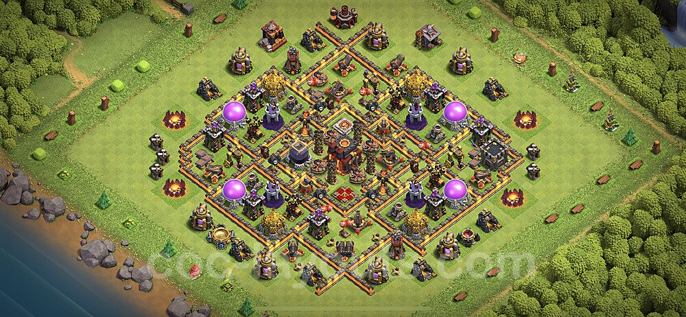 Base plan TH10 (design / layout) with Link, Anti Everything, Hybrid for Farming 2023, #71