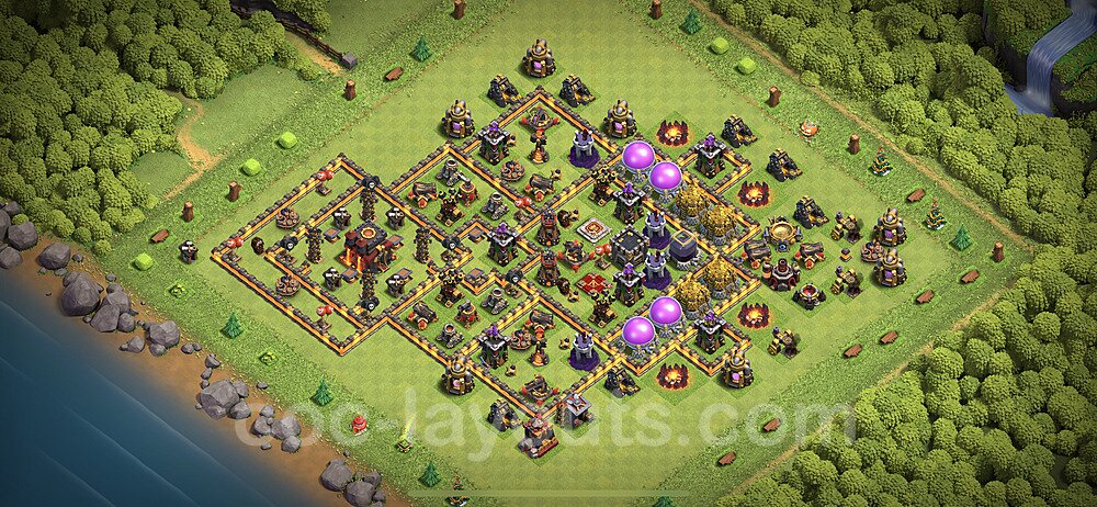 Base plan TH10 Max Levels with Link, Hybrid for Farming 2023, #73