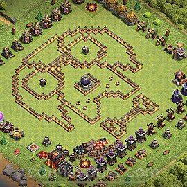 TH10 Funny Troll Base Plan with Link, Copy Town Hall 10 Art Design 2023, #10