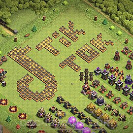 TH10 Funny Troll Base Plan with Link, Copy Town Hall 10 Art Design 2022, #13