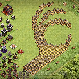 Die Troll Funny Base RH10 + Link 2023 - COC Rathaus Level 10 Art Base - #2