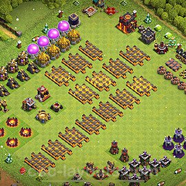 Die Troll Funny Base RH10 + Link 2023 - COC Rathaus Level 10 Art Base - #29