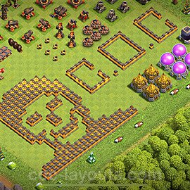 TH10 Funny Troll Base Plan with Link, Copy Town Hall 10 Art Design 2024, #34