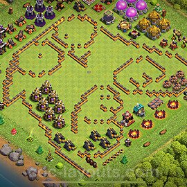 TH10 Funny Troll Base Plan with Link, Copy Town Hall 10 Art Design 2024, #36