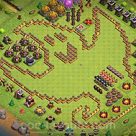 TH10 Funny Troll Base Plan with Link, Copy Town Hall 10 Art Design 2024, #40