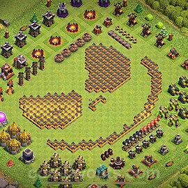 TH10 Funny Troll Base Plan with Link, Copy Town Hall 10 Art Design 2024, #46