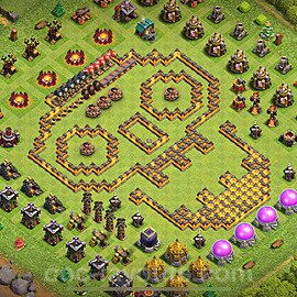 TH10 Funny Troll Base Plan with Link, Copy Town Hall 10 Art Design 2024, #47