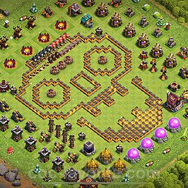 Die Troll Funny Base RH10 + Link 2024 - COC Rathaus Level 10 Art Base - #47