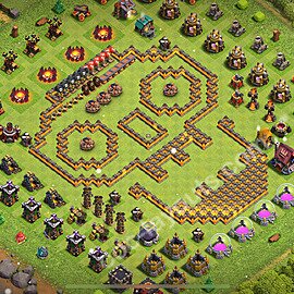 Ustawienie baza Troll Funny TH10 z linkiem - Ratusz poziom 10 - COC 2025 - #47