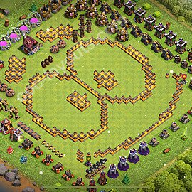 TH10 Funny Troll Base Plan with Link, Copy Town Hall 10 Art Design 2025, #50