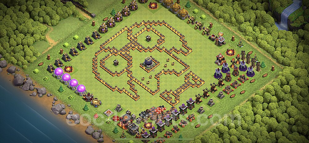 TH10 Funny Troll Base Plan with Link, Copy Town Hall 10 Art Design 2023, #10