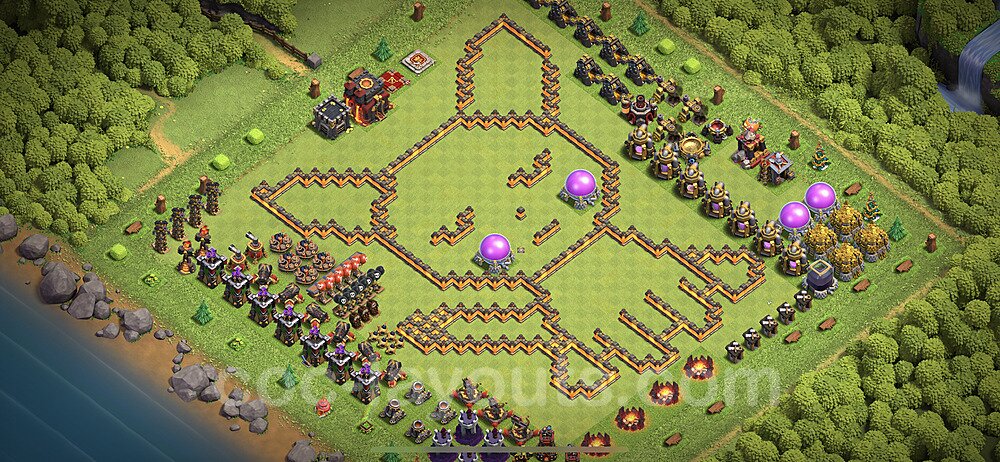 TH10 Funny Troll Base Plan with Link, Copy Town Hall 10 Art Design 2022, #11