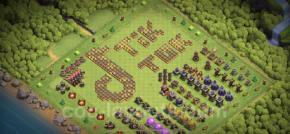 TH10 Funny Troll Base Plan with Link, Copy Town Hall 10 Art Design 2022, #13