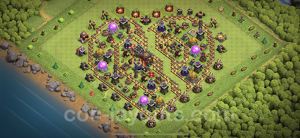 TH10 Funny Troll Base Plan with Link, Copy Town Hall 10 Art Design 2022, #14