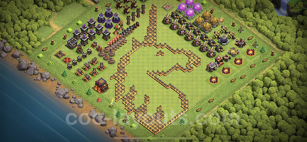 TH10 Funny Troll Base Plan with Link, Copy Town Hall 10 Art Design 2022, #15