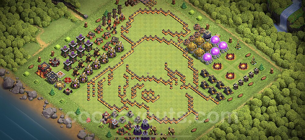 TH10 Funny Troll Base Plan with Link, Copy Town Hall 10 Art Design 2022, #16