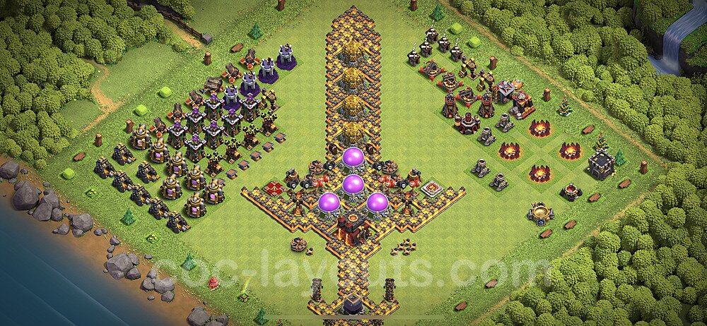 TH10 Funny Troll Base Plan with Link, Copy Town Hall 10 Art Design 2022, #17