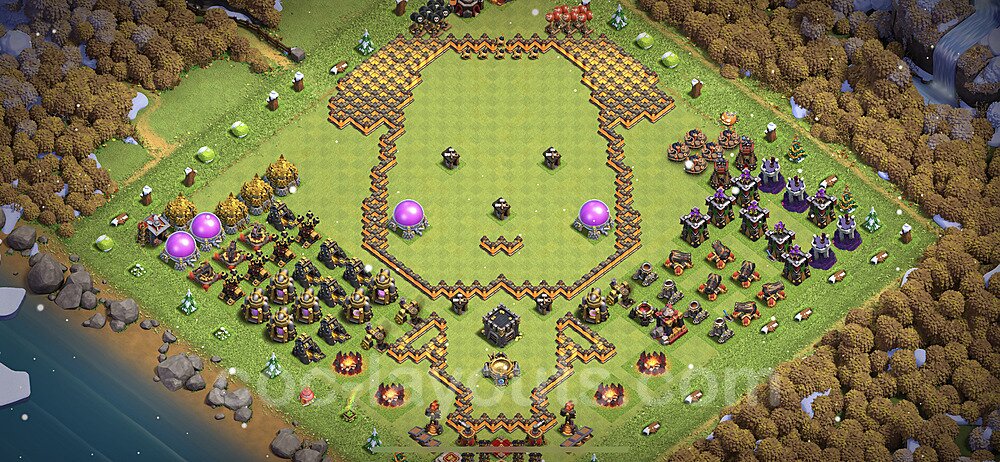 TH10 Funny Troll Base Plan with Link, Copy Town Hall 10 Art Design 2023, #20