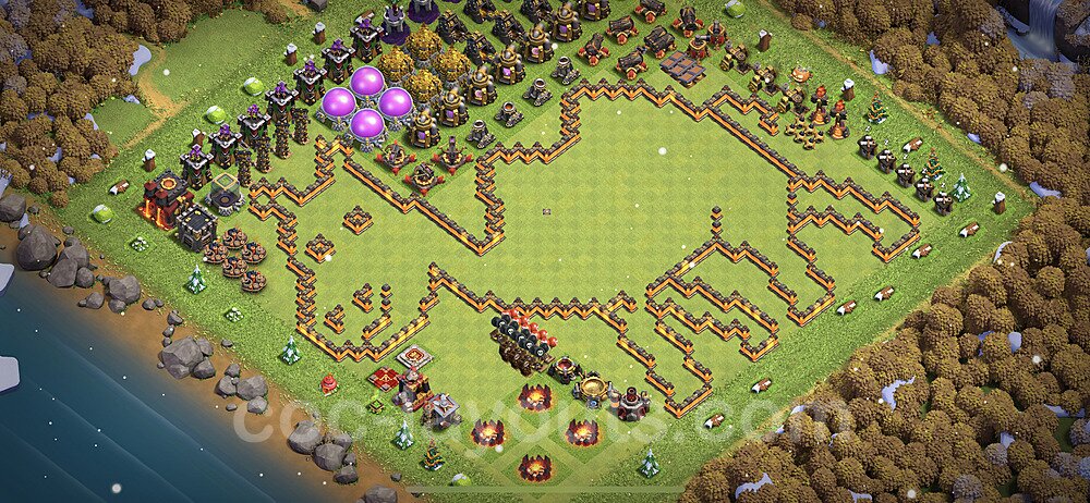 TH10 Funny Troll Base Plan with Link, Copy Town Hall 10 Art Design 2023, #21