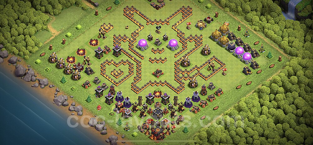 TH10 Funny Troll Base Plan with Link, Copy Town Hall 10 Art Design 2023, #22