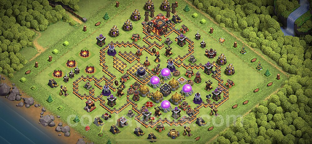 TH10 Funny Troll Base Plan with Link, Copy Town Hall 10 Art Design 2023, #24