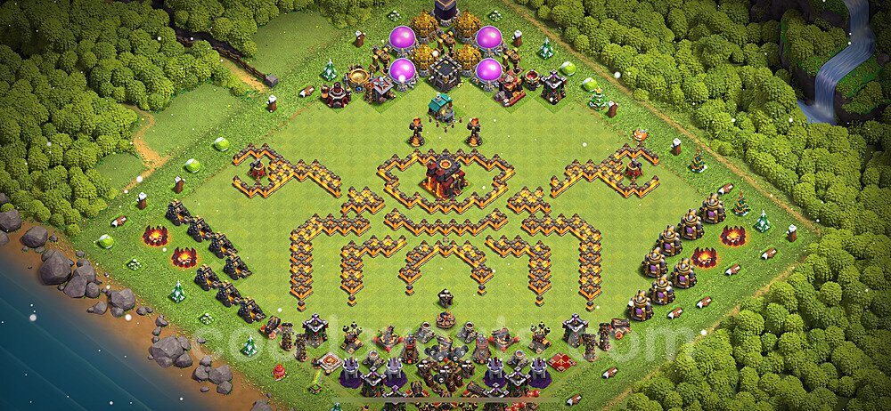 TH10 Funny Troll Base Plan with Link, Copy Town Hall 10 Art Design 2023, #27