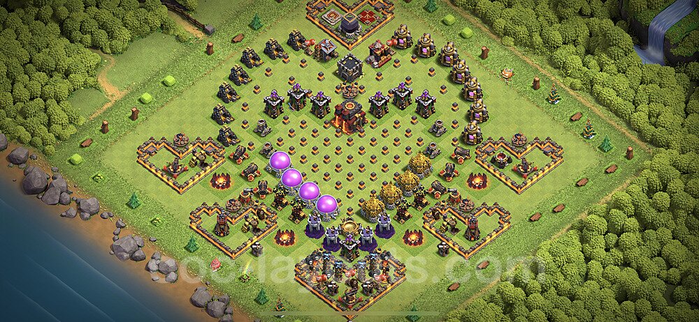 TH10 Funny Troll Base Plan with Link, Copy Town Hall 10 Art Design 2021, #3