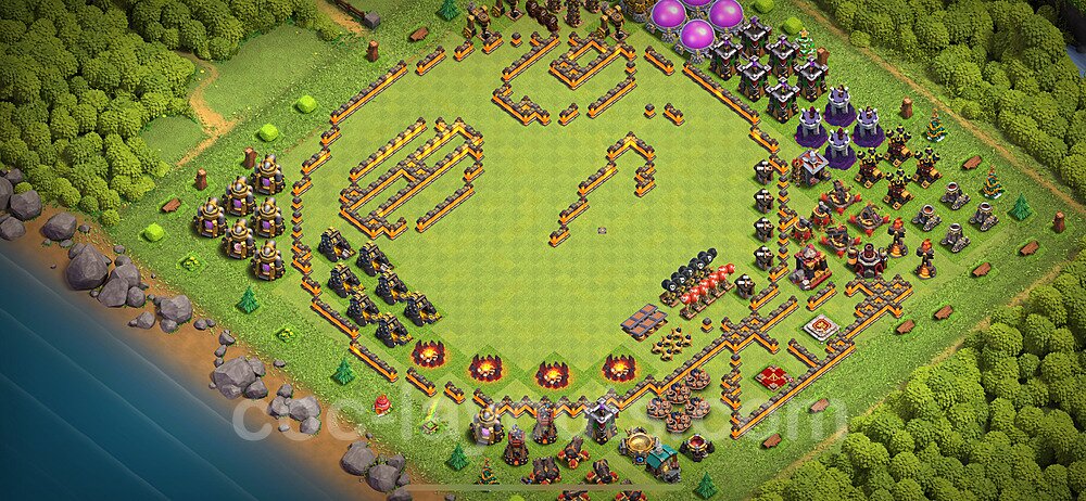 TH10 Funny Troll Base Plan with Link, Copy Town Hall 10 Art Design 2024, #39