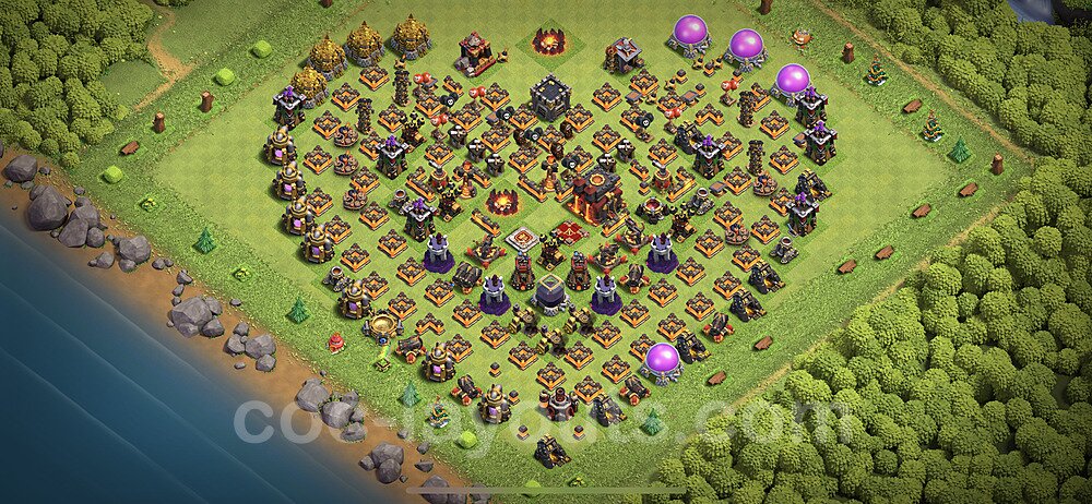 TH10 Funny Troll Base Plan with Link, Copy Town Hall 10 Art Design 2023, #4