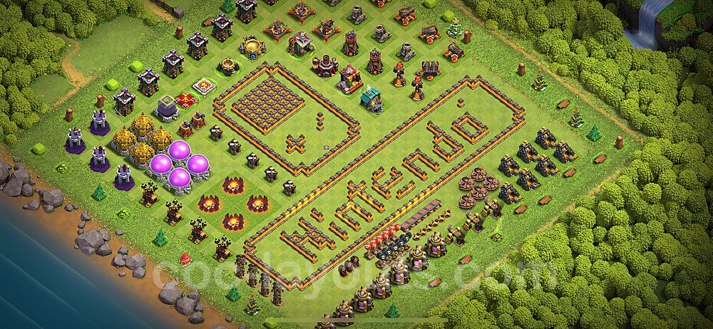 TH10 Funny Troll Base Plan with Link, Copy Town Hall 10 Art Design 2024, #42