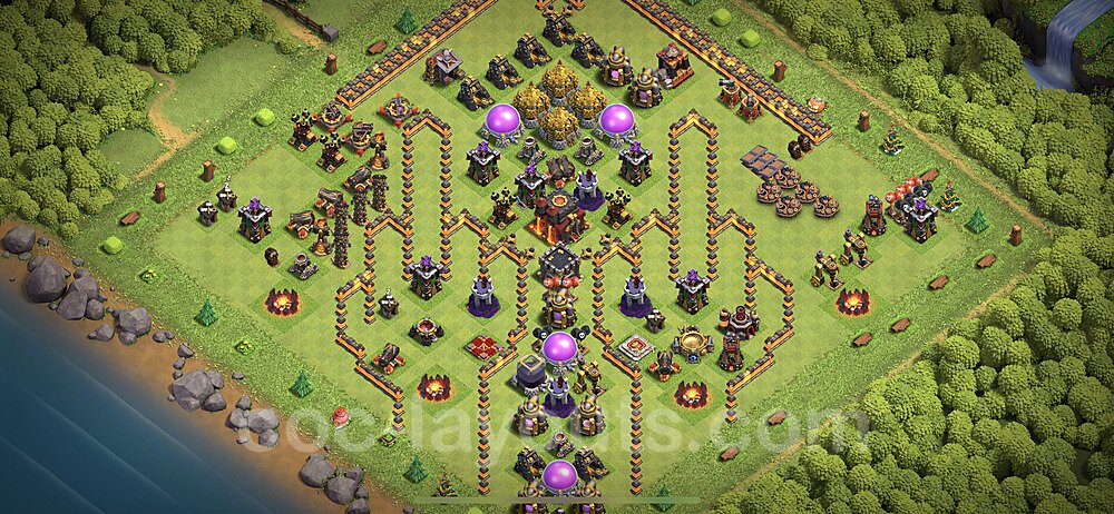 TH10 Funny Troll Base Plan with Link, Copy Town Hall 10 Art Design 2022, #5