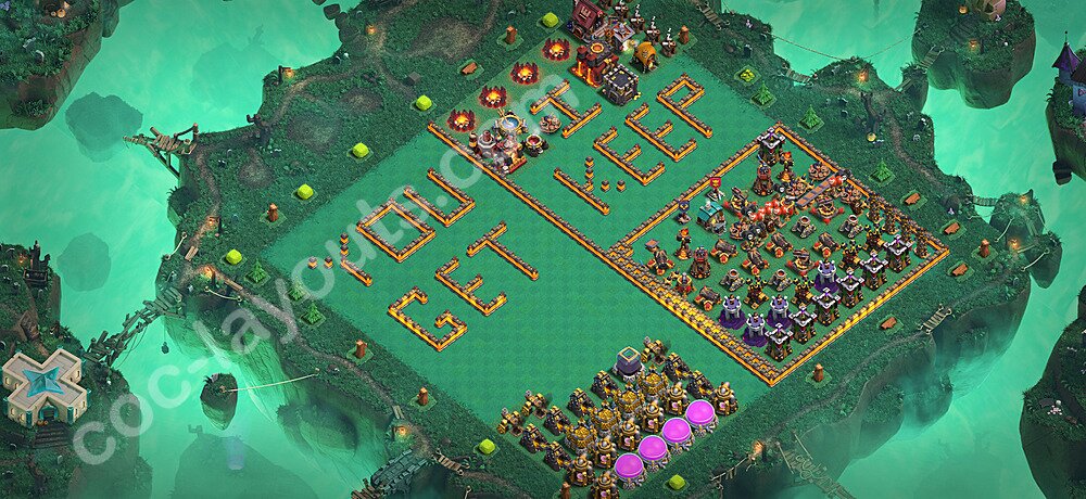 TH10 Funny Troll Base Plan with Link, Copy Town Hall 10 Art Design 2026, #52