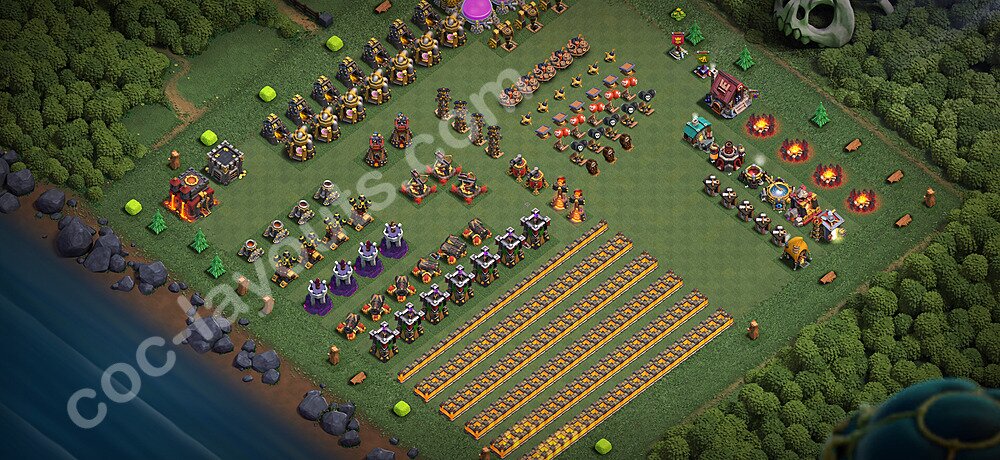 TH10 Funny Troll Base Plan with Link, Copy Town Hall 10 Art Design 2026, #53