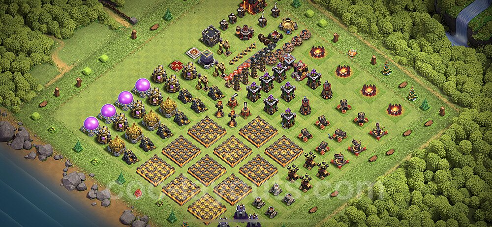 TH10 Funny Troll Base Plan with Link, Copy Town Hall 10 Art Design 2022, #6