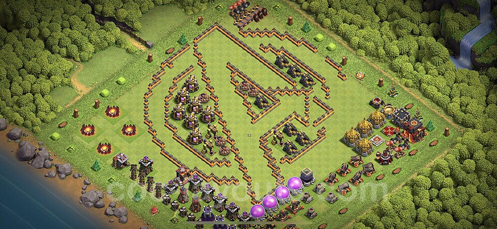 TH10 Funny Troll Base Plan with Link, Copy Town Hall 10 Art Design 2022, #9