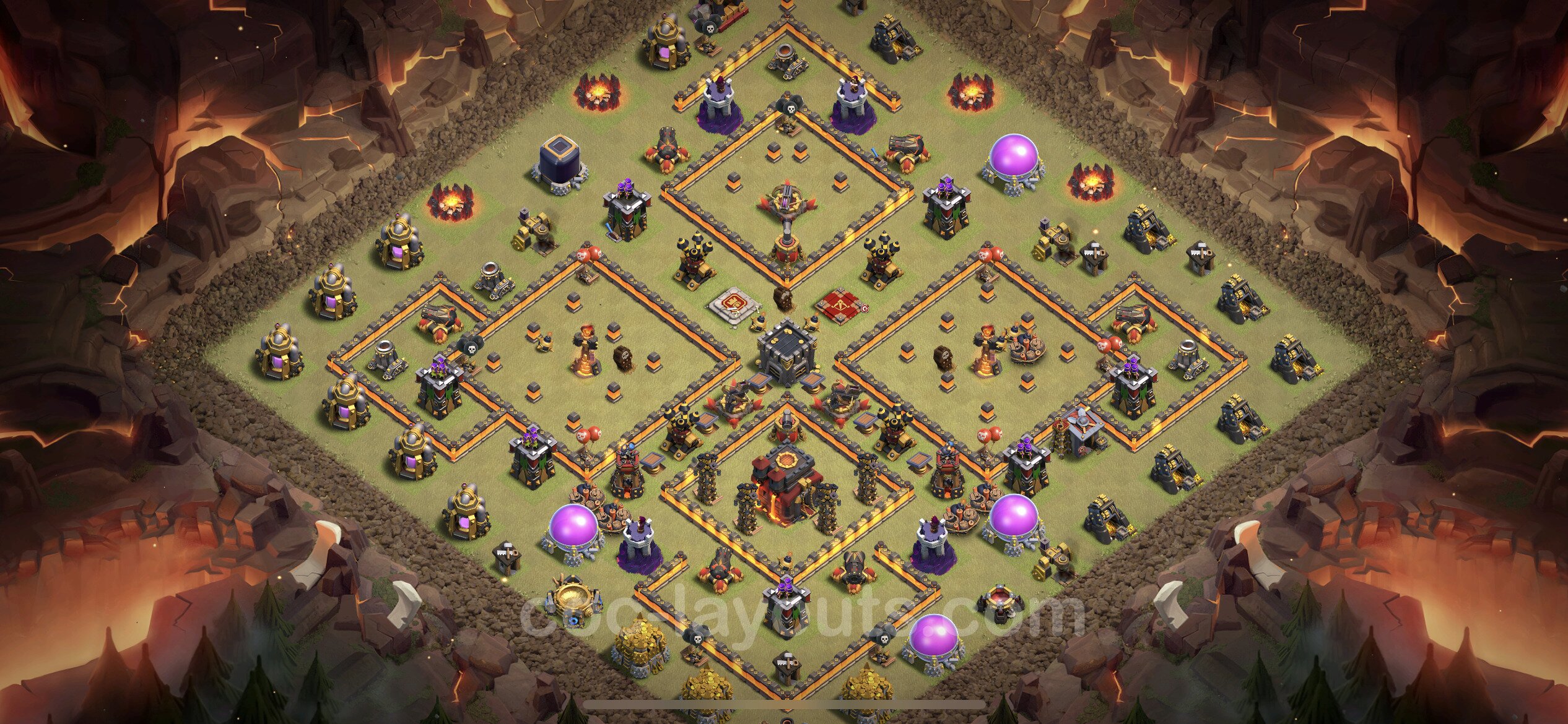 Die War Base RH10 Link Anti 3 Sterne Anti Air Dragon COC 