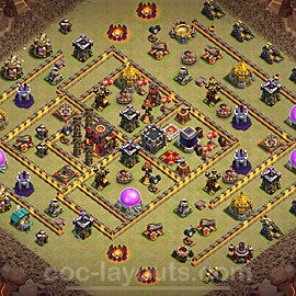 TH10 Anti 3 Stars CWL War Base Plan with Link, Hybrid, Copy Town Hall 10 Design 2023, #142