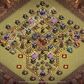Diseño de aldea para Guerra Ayuntamiento 10 Copiar, Anti Aire / Dragón, Híbrido - COC TH10 Perfecta Distribucion 2025 + Enlace - #178