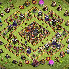 TH10 Anti 3 Stars CWL War Base Plan with Link, Copy Town Hall 10 Design 2026, #205