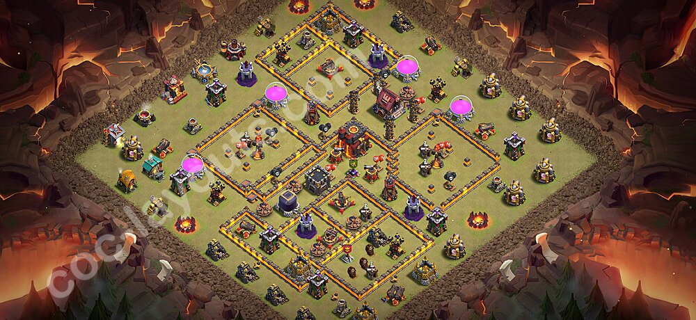 Diseño de aldea para Guerra Ayuntamiento 10 Copiar, Anti Aire / Dragón - COC TH10 Perfecta Distribucion 2026 + Enlace - #141
