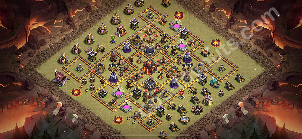 Diseño de aldea para Guerra Anti 3 Estrellas Ayuntamiento 10 Copiar, Anti Todo - COC TH10 Perfecta Distribucion 2026 + Enlace - #151