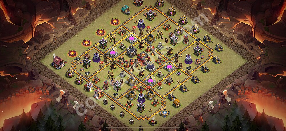 Непобедимая База ТХ 10 2025 Анти 2 Звезды для Лиги Войны Кланов (КВ / ЛВК) Скопировать, Анти-Воздух / Дракон, #153