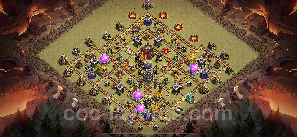 TH10 Anti 2 Stars CWL War Base Plan with Link, Legend League, Copy Town Hall 10 Design 2024, #163