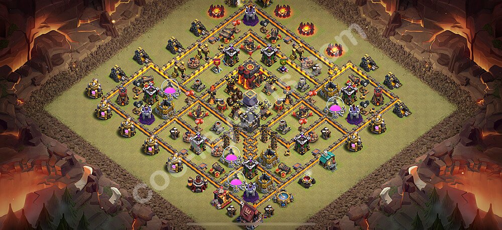 Непобедимая База ТХ 10 2025 Анти 2 Звезды для Лиги Войны Кланов (КВ / ЛВК) Скопировать, Легендарная лига, #163