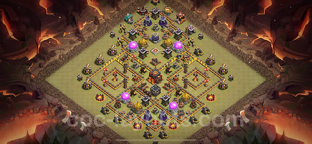 TH10 War Base Plan with Link, Anti Air / Dragon, Hybrid, Copy Town Hall 10 CWL Design 2024, #166