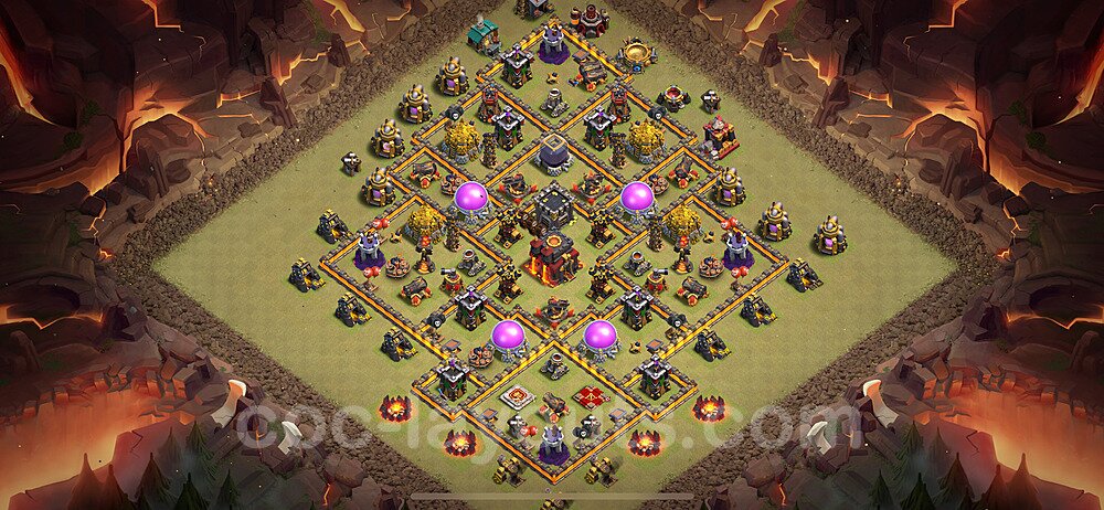 Municipio livello 10 Base di Guerra + Link, Anti Air / Dragon, Ibrido - Miglior Disposizione Villaggio COC 2024 TH10 - #167